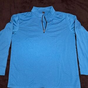 Bright Blue Long Sleeve Quarter-Zip Top